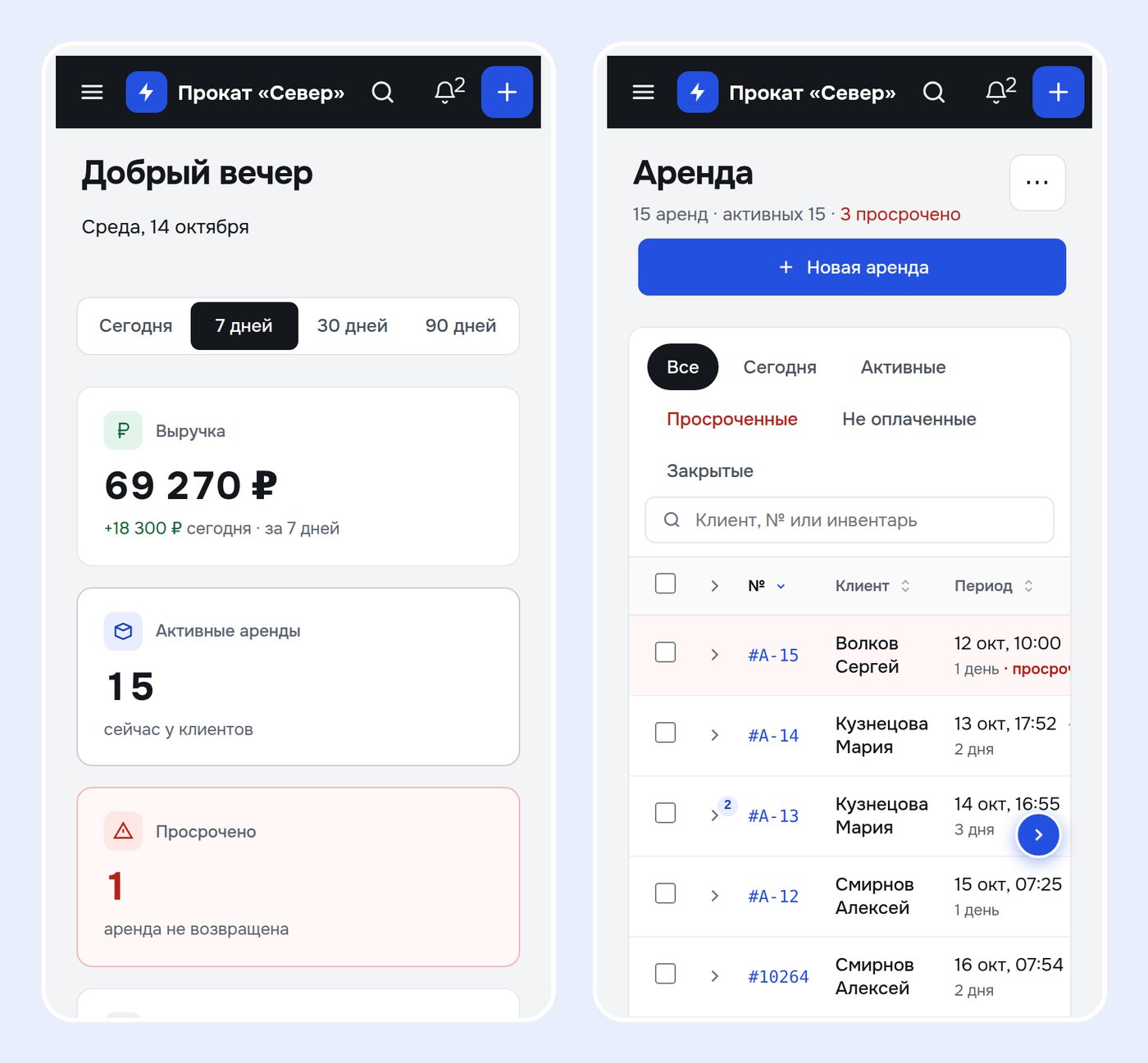 Мобильная версия AllRent-CRM 2.0